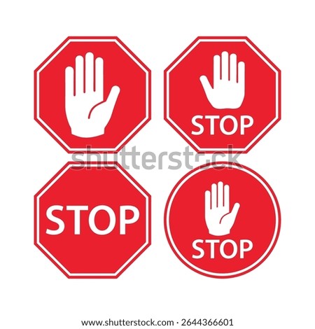 Hand forbidden vector sign Stop hand icons set