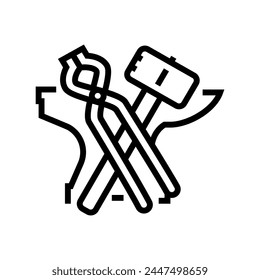 hand forged blacksmith line icon vector. hand forged blacksmith sign. isolated contour symbol black illustration