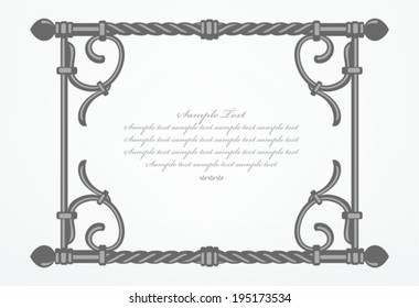 Hand forged metal frame. Vector background. 
