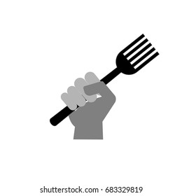 hand and fork
