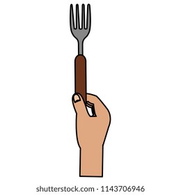 hand with fork cutlery