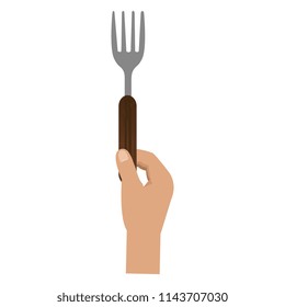 hand with fork cutlery