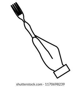 hand with fork cutlery