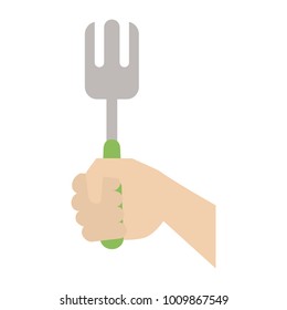 Hand with fork kitchen utensil