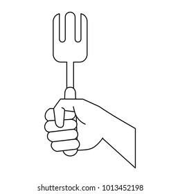 Hand with fork kitchen utensil