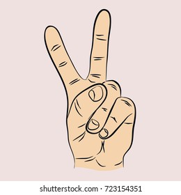 hand in the form of a letter v