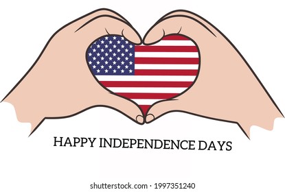 a hand forming love with the american flag in vector shape.suitable for many purposes.