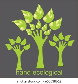 Hand forming a tree with leaves