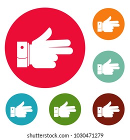 Hand forward icons circle set vector isolated on white background