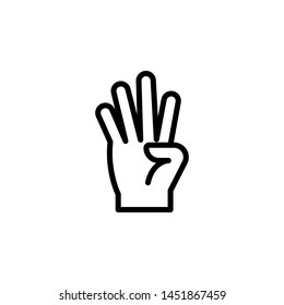 Hand four finger gesture outline icon. Element of hand gesture illustration icon. signs, symbols can be used for web, logo, mobile app, UI, UX