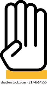 Hand four fingers, illustration, vector on a white background.
