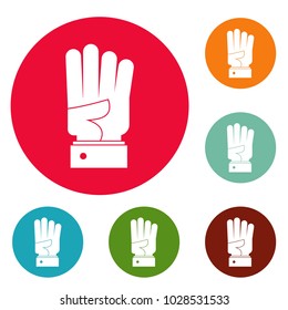 Hand four icons circle set vector isolated on white background