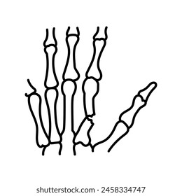 Hand fracture line black icon. Sign for web page, mobile app, button, logo. Vector isolated button. Editable stroke.