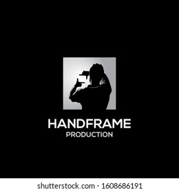 hand frame video and photo production digital logo