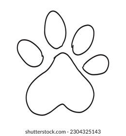 hand free drawing dog paws on white background can be use for icon sticker