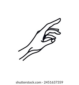 hand in free position in one line, vector illustration
