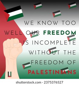 Hand up for freedom symbol vector. save palestine freedom vector flag green black red abstract background. Poster design vector illustration.
