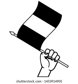 hand with french flag happy bastille day flat design vector illustration