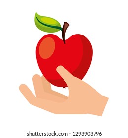 hand with fresh apple