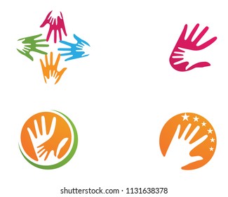 Hand friends community logo and symbols