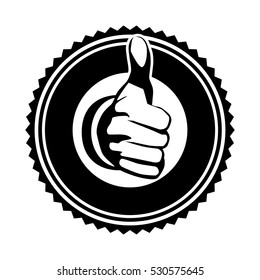 hand front view monochrome with gesture ok stamp