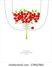 A hand full of cherries 