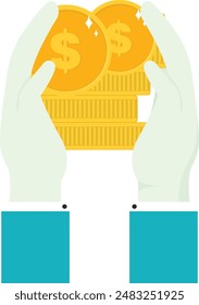 mano con ilustración de icono de moneda