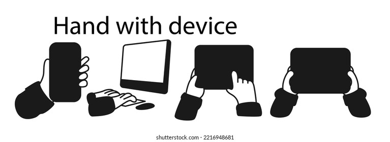 hand with gadget device illustration