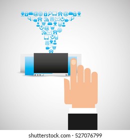 hand gadget player multimedia design vector illustration eps 10