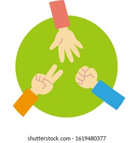 Hand game, Janken. White back vector data.