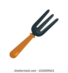 Hand garden rake icon. Flat illustration of hand garden rake vector icon for web design