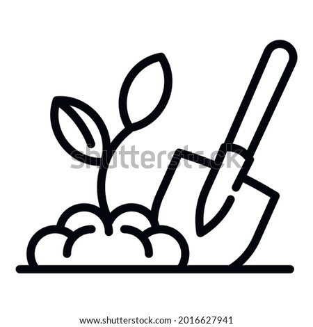 Hand garden shovel icon. Outline hand garden shovel vector icon for web design isolated on white background