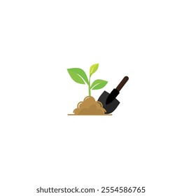 Hand garden shovel icon.  hand garden shovel vector icon for web design isolated on white background.gardening work tool equipment icon.flat design of construction spade work tool. Digging spade.