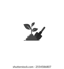 Hand garden shovel icon.  hand garden shovel vector icon for web design isolated on white background.gardening work tool equipment icon.flat design of construction spade work tool. Digging spade.