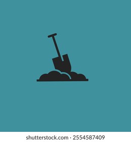 Hand garden shovel icon.  hand garden shovel vector icon for web design isolated on white background.gardening work tool equipment icon.flat design of construction spade work tool. Digging spade.