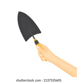 hand with garden shovel -vector illustration