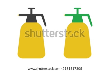 Hand garden sprayer flat icon for web. Simple pressure hand garden sprayer sign vector design. Plastic water sprayer web icon isolated on white background. Sprayer bottle clipart logo. Garden concept
