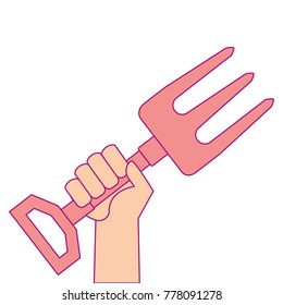 hand with gardening rake