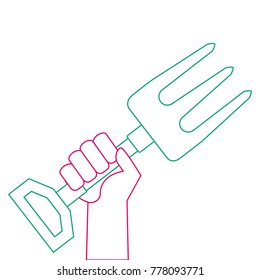 hand with gardening rake