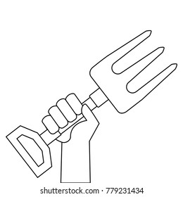 hand with gardening rake