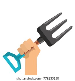 hand with gardening rake