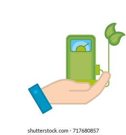 hand with gas machine to environment care