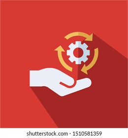 Hand with gear icon - management vector sign