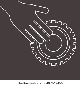 hand and gear icons image 