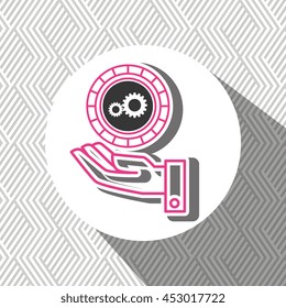 hand and gear isolated icon design, vector illustration  graphic 