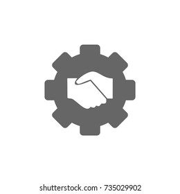 hand and gear logo. contrac logo vector