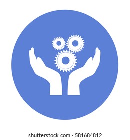 Hand and gear over beige background vector illustration