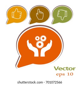 Hand and gear over beige background vector illustration