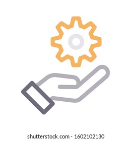 hand gear vector color line icon 