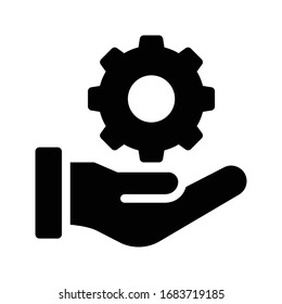 icono plano de glifo vectorial de engranaje manual 